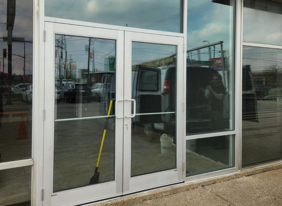 Retail storefront glass system project in Kitchener